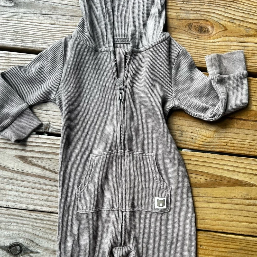 Infant Baby Toddler 12M Carter's brown hooded zip up one piece